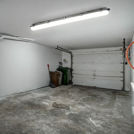 Lampe anti-humidité LED, plafonnier, lampe de baignoire anti-humidité, lampe de garage, tube LED, anti-jet, 1x T8 18W 1700 Lm blanc neutre, LxlxH 127,5x6,8x5,8 cm
