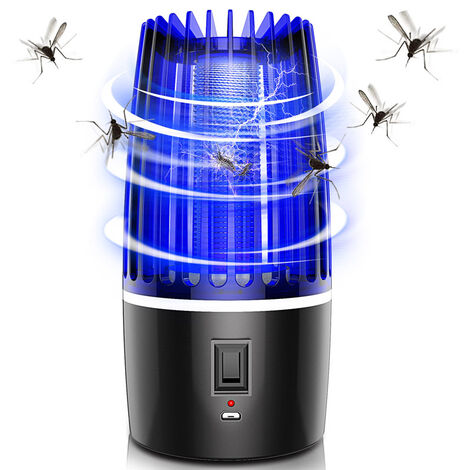 Lampe anti-moustique, répulsif électrique UV 360°, 2 en 1 lampe anti-moustique électrique rechargeable, sûre et efficace, pour l'intérieur, l'extérieur, le jardin, la terrasse, le camping