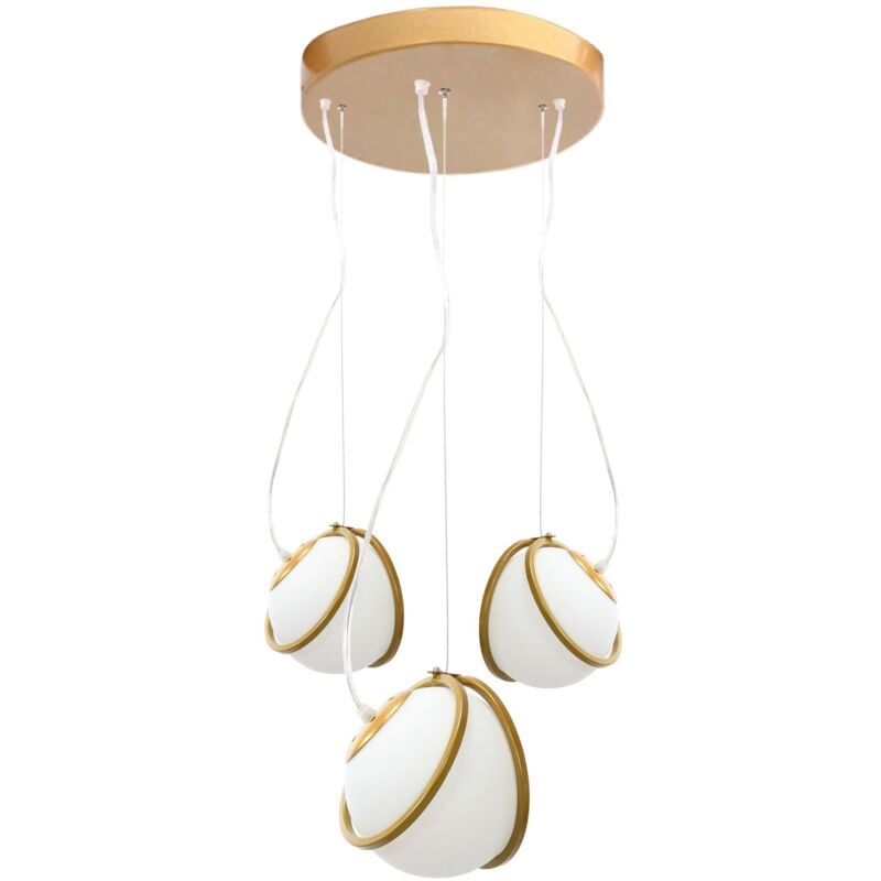 Lampe suspendue APP1090-3 cp or blanche 3-POINTS de lumière E14 23X14X16CM