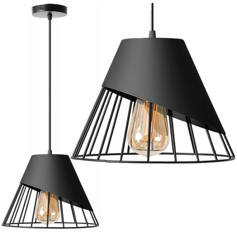 Lampe suspendue APP227-1CP métal noir 1-POINTS de lumière E27 25X25X20-110CM reglable