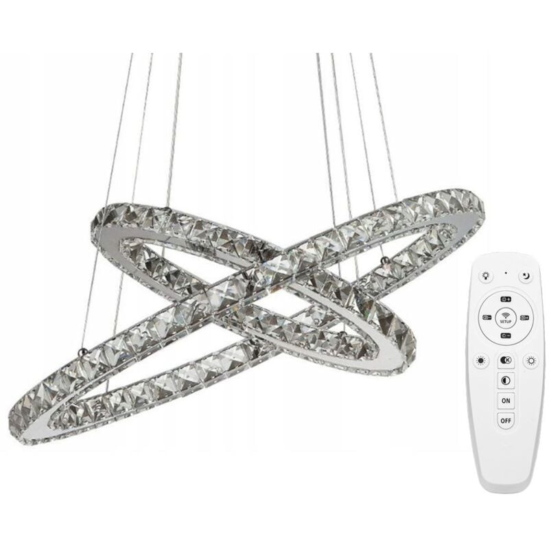 Lampe suspendue APP418-CP cristal bague led + télécommande 2-POINTS de lumière 50X50CM reglable