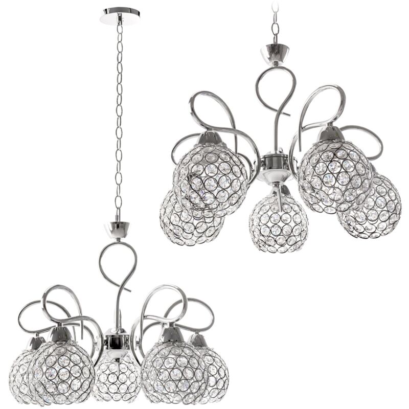 Toolight - lustre APP635-5C cristal 5-POINTS de lumière E27 44X44X88CM