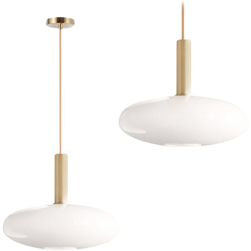 Lampe suspendue APP668-1CP verre or blanche ronde 1-POINTS de lumière E27 30X30X24-104CM reglable
