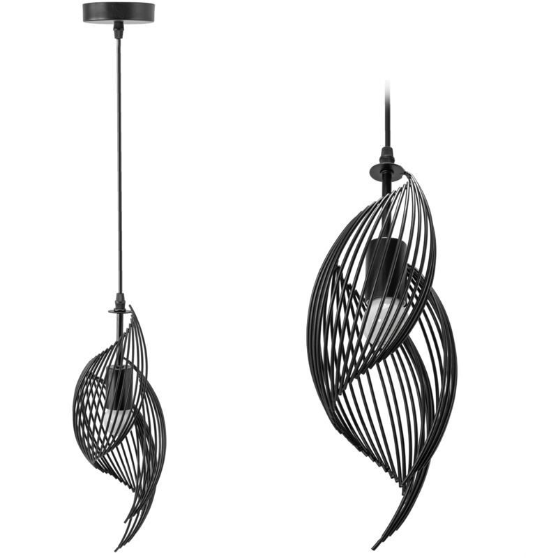 Lampe Suspendue App977-1cp Moderne Loft Noir 1-Points De Lumière E27 13x13x40-105cm Reglable