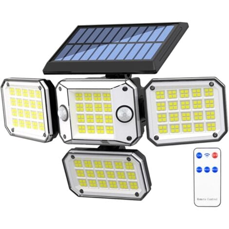PNUATICM Lampe Applique Solaire Exterieur avec Détecteur de Mouvement: 296 LED Applique Solaire Exterieure 3500LM 7000K 3 Modes D'éclairage IP65 étanche Eclairage Applique Solaire Exterieur Jardin Garage