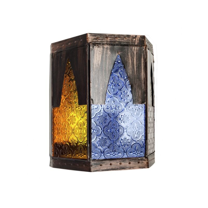 Applique artisanale meknes 1xe27 marron/couleurs 21,5x18,5