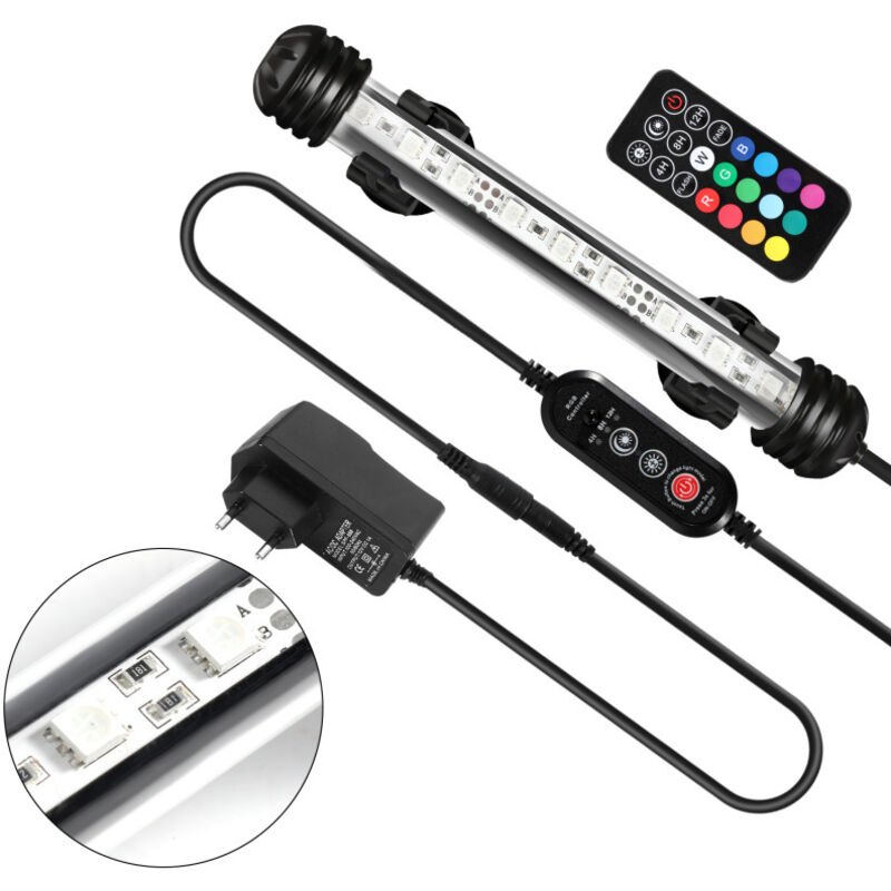 Lampe Aquarium led, rgb avec télécommande sans fil Étanche led Lumière Aquarium D'éclairage -28.5cm