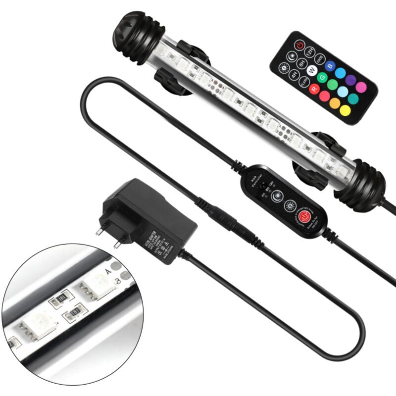Lampe Aquarium led, rgb avec télécommande sans fil Étanche led Lumière Aquarium D'éclairage-18.5cm