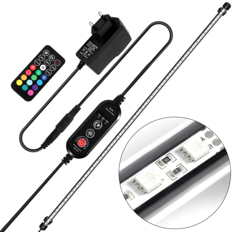 Lampe Aquarium led, rgb avec télécommande sans fil Étanche led Lumière Aquarium D'éclairage-92.5cm