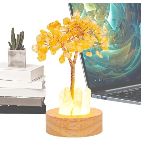 Lampe Arbre Citrine Bonne Fortune Veilleuse Arbre Cristallin