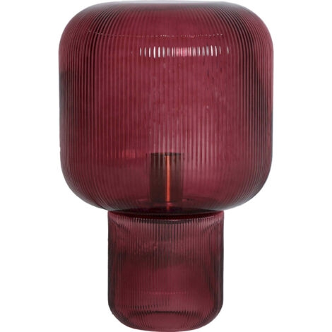 Lampe art déco en cristal bordeaux finition nervurée et touches dorées - Bordeaux cristal et doré élégant