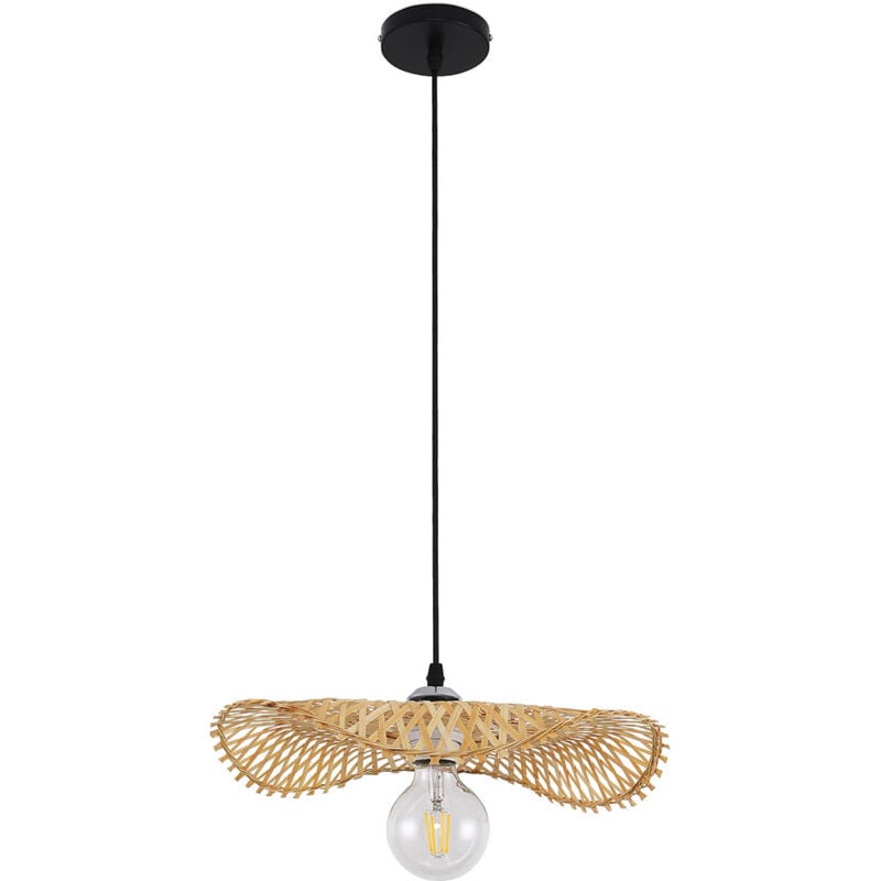 Lustre de plafond en bambou - Suspension de style Boho Bali - Noila Bois naturel
