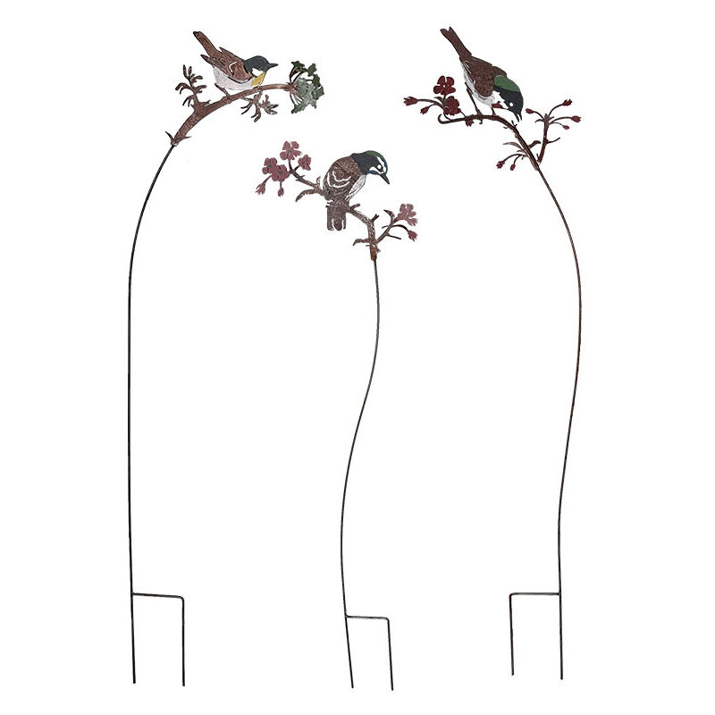 La Grande Prairie - Ensemble 3 tuteurs oiseaux sur branches 23x1x93cm