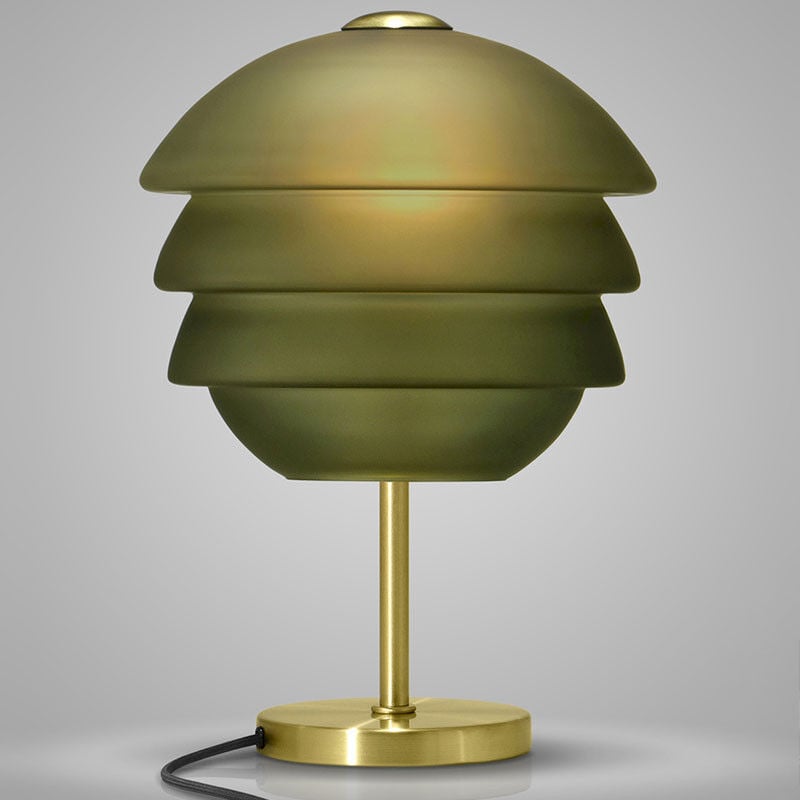 Lampe Athena verte métal verre 29x29x42cm