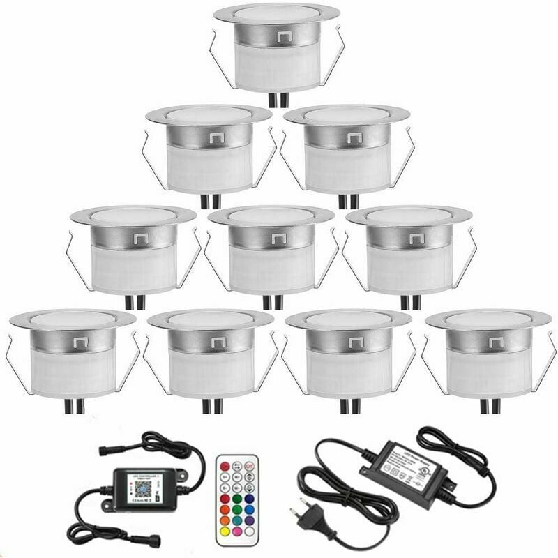 Lampe au Sol Spot Encastrable+Wifi contrôleur-Lumière RGB étanche IP67 0.6W Ø31mm-éclairage pour terrasse, patio, chemin, mur, jardin, décoration,