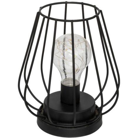 Lampe aus schwarzem Metall Madi H18cm - Runde