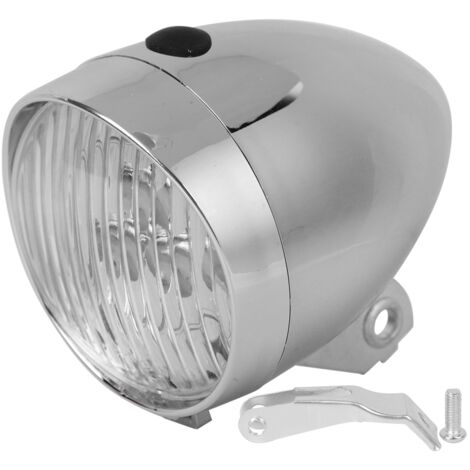 Lampe avant vélo vintage 3 LED, phare argenté pour bicyclette fixie, accessoire cyclisme éclairage.