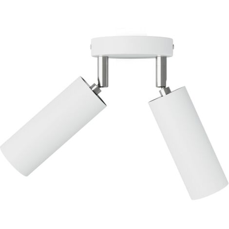 Lampe avec 2 spots et abat-jour Tub-E14 et rosace ronde  Sans ampoule - Blanc mat