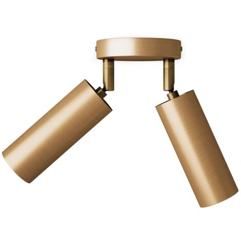 Lampe avec 2 spots et abat-jour Tub-E14 et rosace ronde  Sans ampoule - Bronze satiné