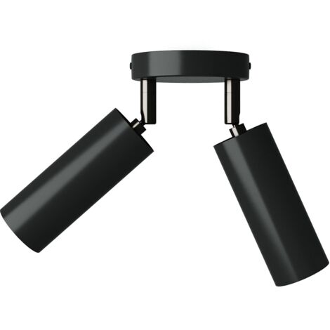 Lampe avec 2 spots et abat-jour Tub-E14 et rosace ronde  Sans ampoule - Noir