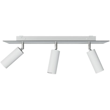 Lampe avec 3 spots et abat-jour Tub-E14 et Rose-One XXL rectangulaire  Sans ampoule - Blanc mat