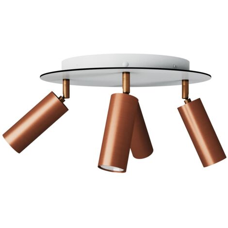 Lampe avec 4 spots et abat-jour Tub-E14 et Rose-One XXL ronde  Avec ampoule - Cuivre satiné