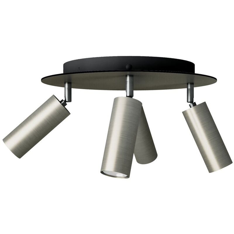 Lampe avec 4 spots et abat-jour Tub-E14 et Rose-One XXL ronde Avec ampoule - Titane satiné