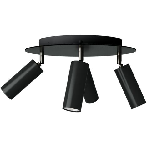 Lampe avec 4 spots et abat-jour Tub-E14 et Rose-One XXL ronde  Sans ampoule - Noir