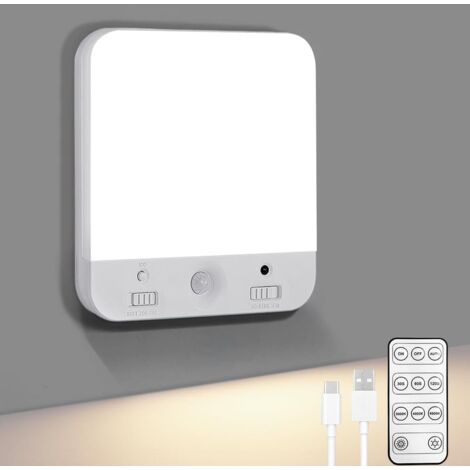Lampe avec Détecteur de mouvement, Plafonnier LED Plafond Dimmable, 4000mAh Rechargeable Magnétique Applique Murale, Lampe led Sans Fil pour Armoire, Cuisine, Salle de bain, Escaliers, Couloir