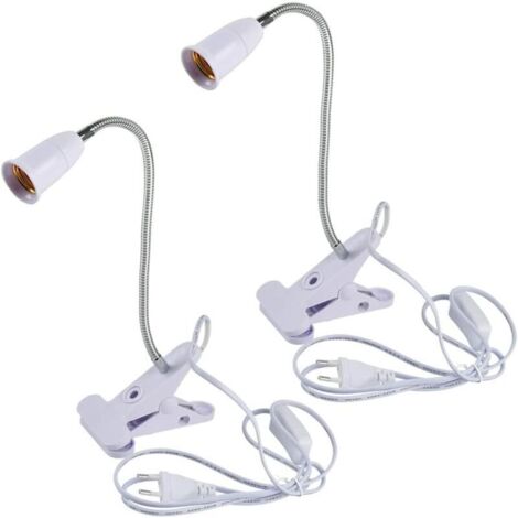 Lampe avec Pince E27 2Pcs Lampe de Bureau a Pince avec Interrupteur Flexible pour Lit Lampes de Table à Pinces, Lampes Spot Pinces, Réglable 360 ° Col de Cygne, Sans Ampoules