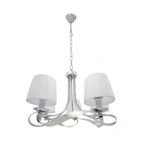 Lampe Baeza 5xe14 Chrome Blanc Abat-Jour Regx55x55 Cm