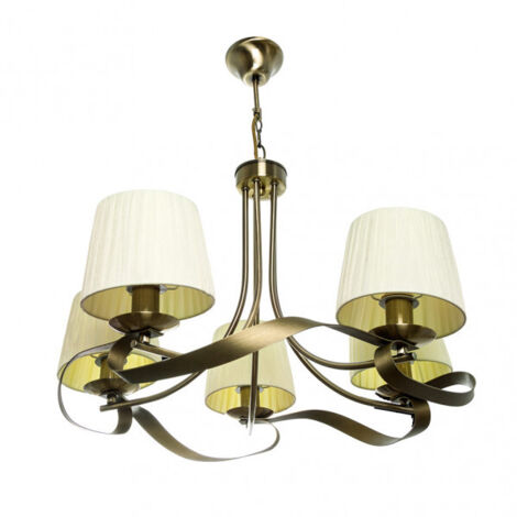 Lampe Baeza 5xe14 Cuir Beige Abat-jour Regx55x55 Cm