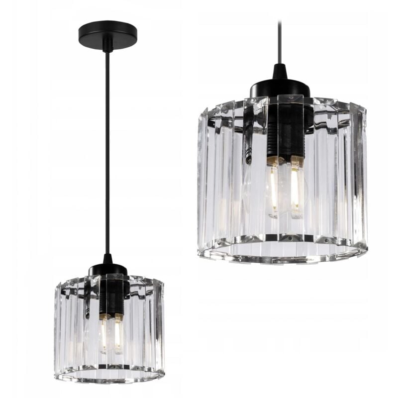 Lampe suspendue APP511-1CP cristal noir 1-POINTS de lumière E27 13X13X12-102CM reglable