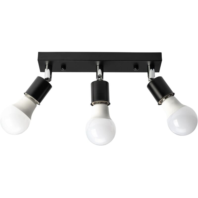 Toolight - plafonnier APP699-3C spotlight noir 3-POINTS de lumière E27 25X10CM