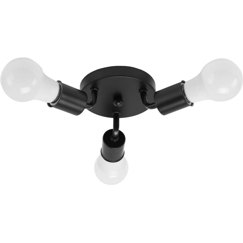 Toolight - plafonnier APP701-3C tripler métal noir 3-POINTS de lumière E27 20X20X8CM