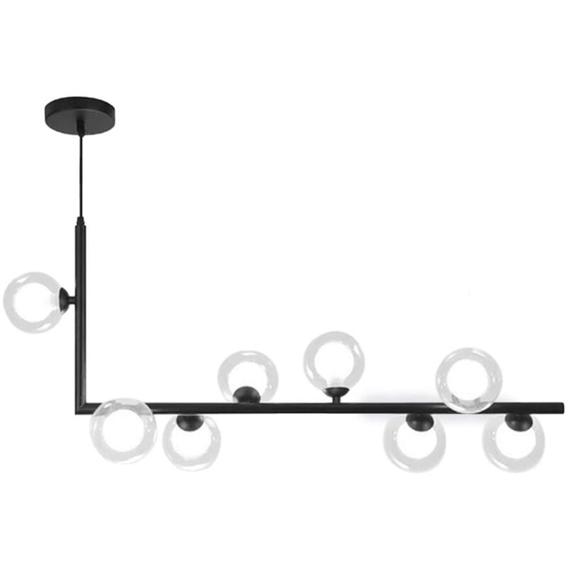 Lampe suspendue APP754-8CP métal industriel verre noir 8-POINTS de lumière G9 9,5X120X36-100CM reglable