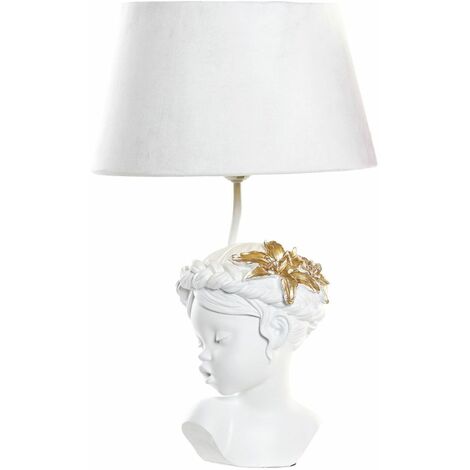 Lampe blanche fillette en résine 49 cm