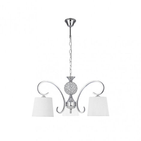 Lampe Bogota 3xe14 Chrome Blanc Abat-jour Regx57x57 Cm