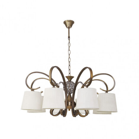 Lampe Bogota 8xe14 Cuir Beige Abat-jour Regx75x75 Cm