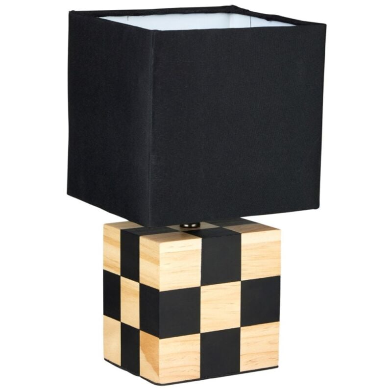 Lampe bois et tissu Damier