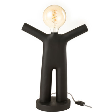 Lampe bonhomme en résine noire