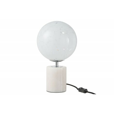 Lampe boule à poser en verre blanc 17x17x32 cm - Blanc