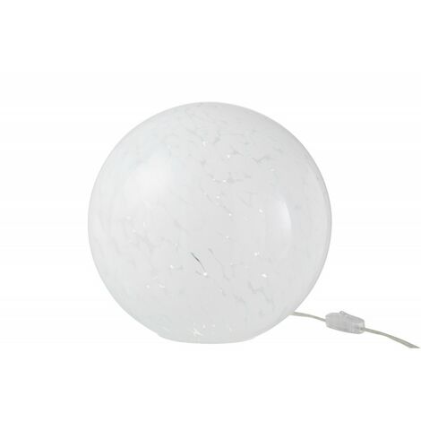 Lampe boule à poser en verre blanc 28x28x28 cm - Blanc