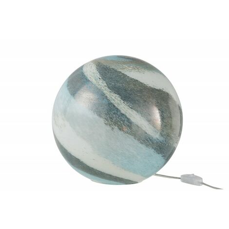 Lampe boule à poser en verre bleu - vert 28x28x28 cm - Bleu - Vert