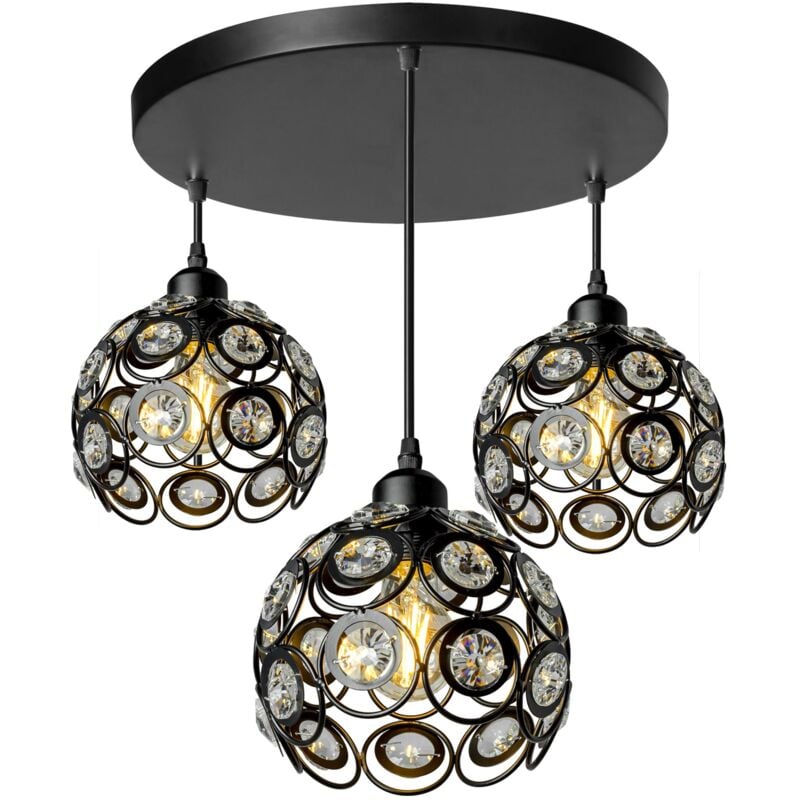 Lampe suspendue APP209-3CPR cristal balle 3-POINTS de lumière E27 18X48X15-95CM reglable