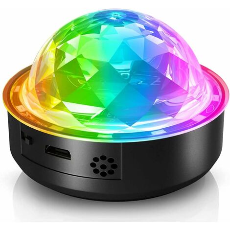 MM_UNVERIFIED_BRAND Lampe Boule Disco Rechargeable USB, 7 Couleurs RGB Boule à Facette Contrôlée par Musique, D'éclairage Stroboscopique Rotatif Mini avec Base Magnétique, pour Bar de Fête de Mariage Club KTV, 1 Pack
