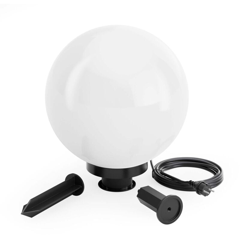 Xpotool - Wiltec Lampe boule extérieure – 300 x 300 x 510 mm – ø 30 cm – Luminaire ronde de jardin avec piquet – Lampadaire IP44 avec Douille de 40W