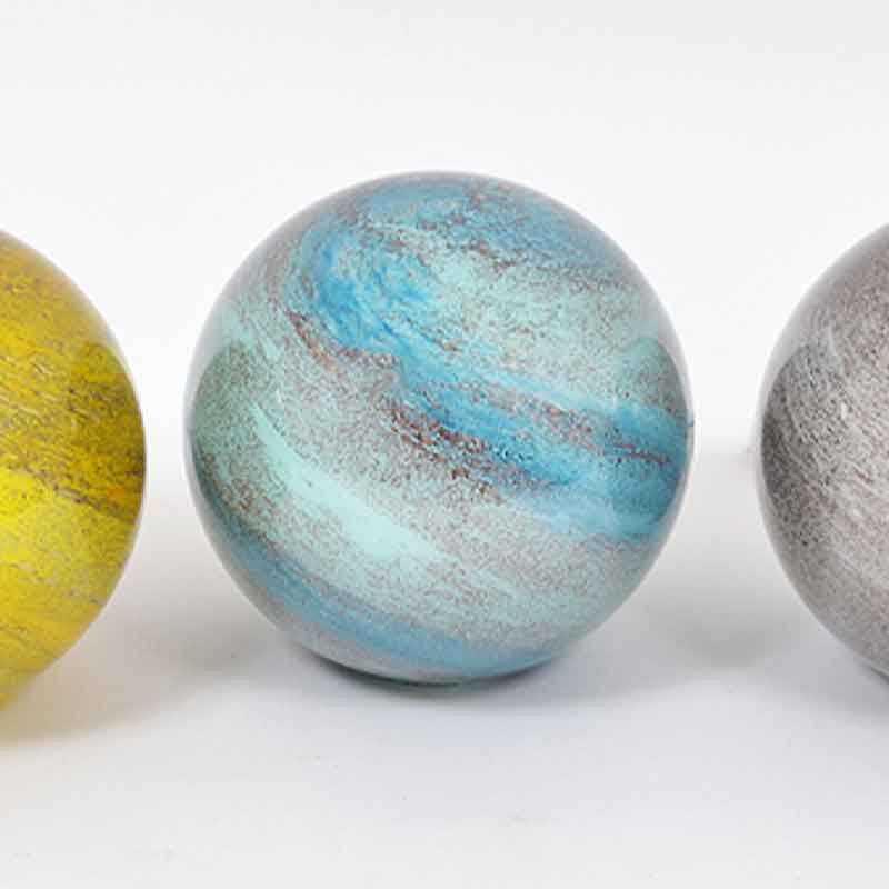 La Grande Prairie - Lampe boule led Galaxie bleu lagon verre 24x24x24cm