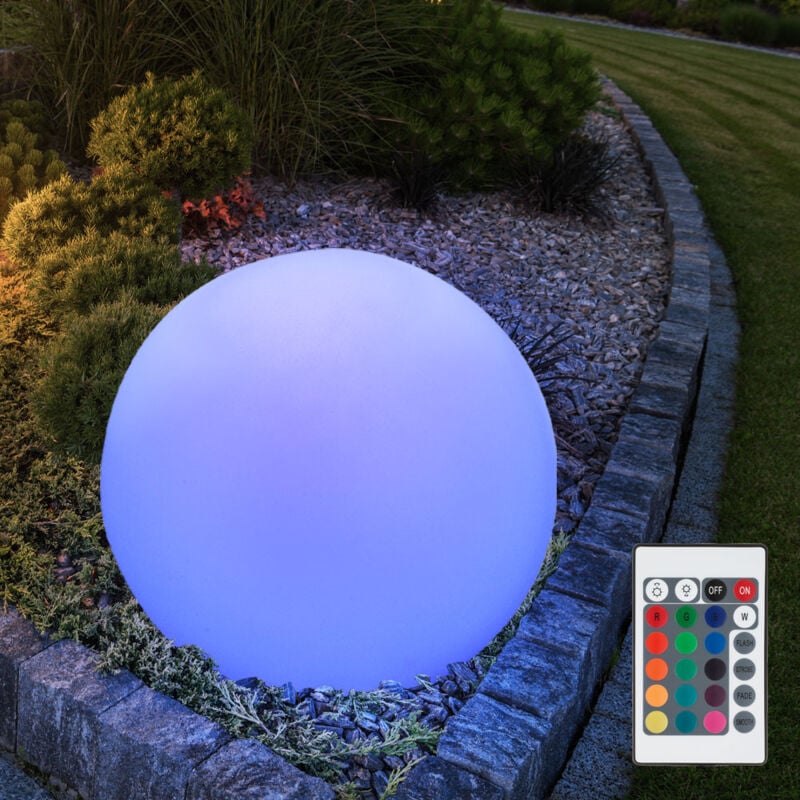 Lampe boule piquet de sol lampe enfichable décoration de jardin lampe boule éclairage extérieur, câble inclus, télécommande dimmable, led rvb 8,5W