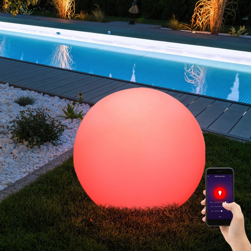 Lampe boule, piquet, lampe enfichable, décoration de jardin, lampe boule, lampe d'extérieur, câble inclus, commande par application, dimmable, Smart